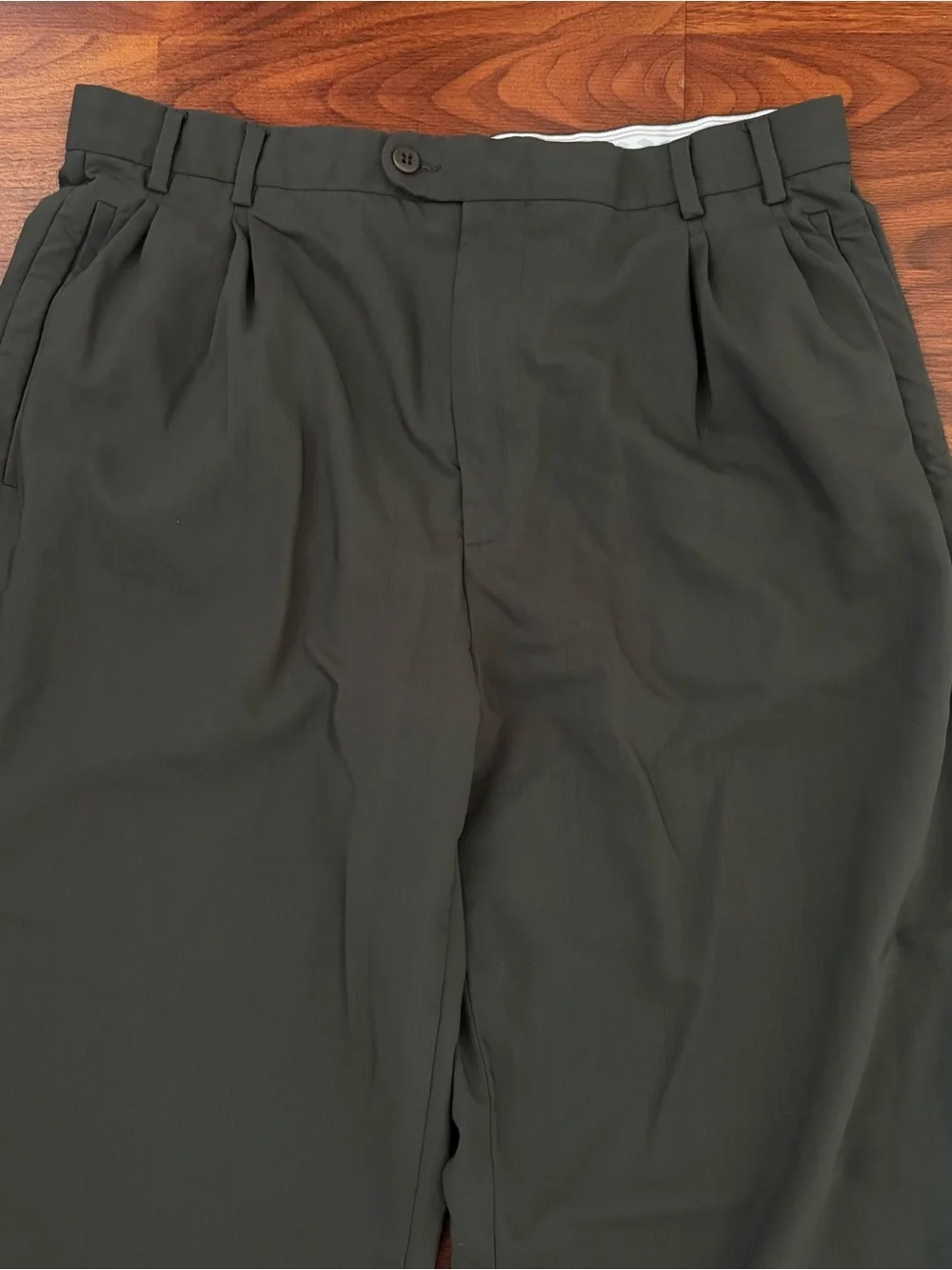 Zanella Mens Dress Pants Slacks 34 Jesse Virgin Wool Pleated Cuffed Italy Olive